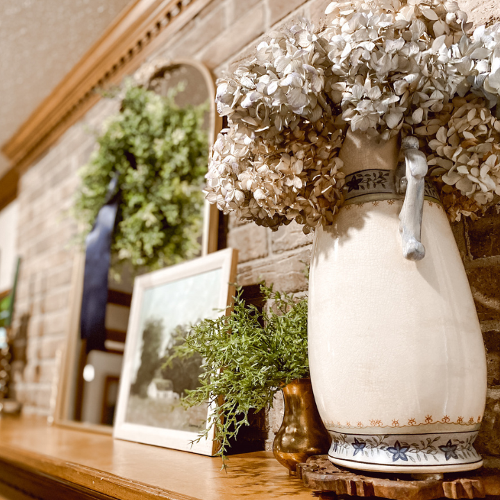 vase with dried hydrangeas