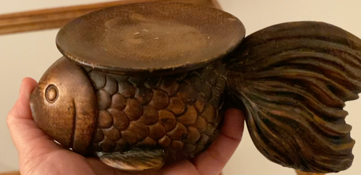 brown fish candle holder